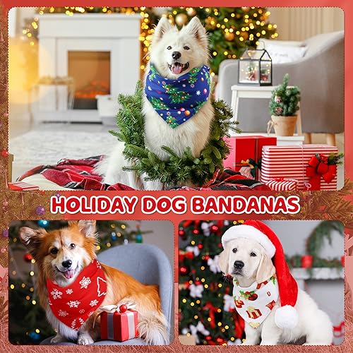 200 Pcs Christmas Dog Bandanas Bulk (Red, Green / Christmas)