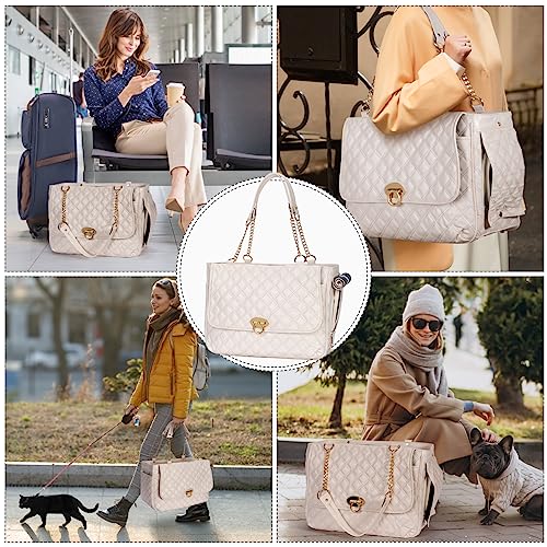Fashion Pet Carrier Dogs Cat Small Animals Purse Bag (Beige)
