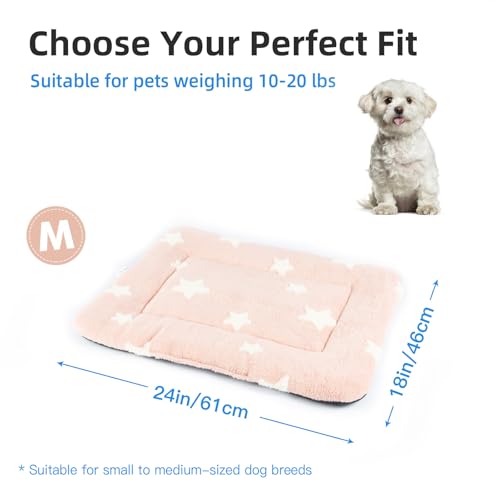 Dog Crate Pad Washable Cat Dog Bed for Crate Flat Pet Kennel Mat (24''L x 18''W x 1.5''Th / Pink)