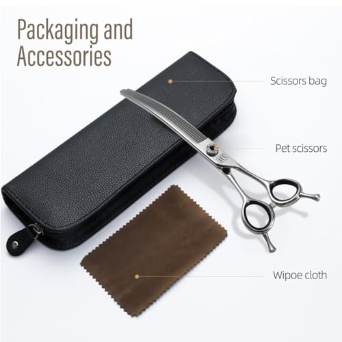 7.0" Professional Dog Curved Thinning Shears for Grooming (Curved Thinning / 7.0 inch)