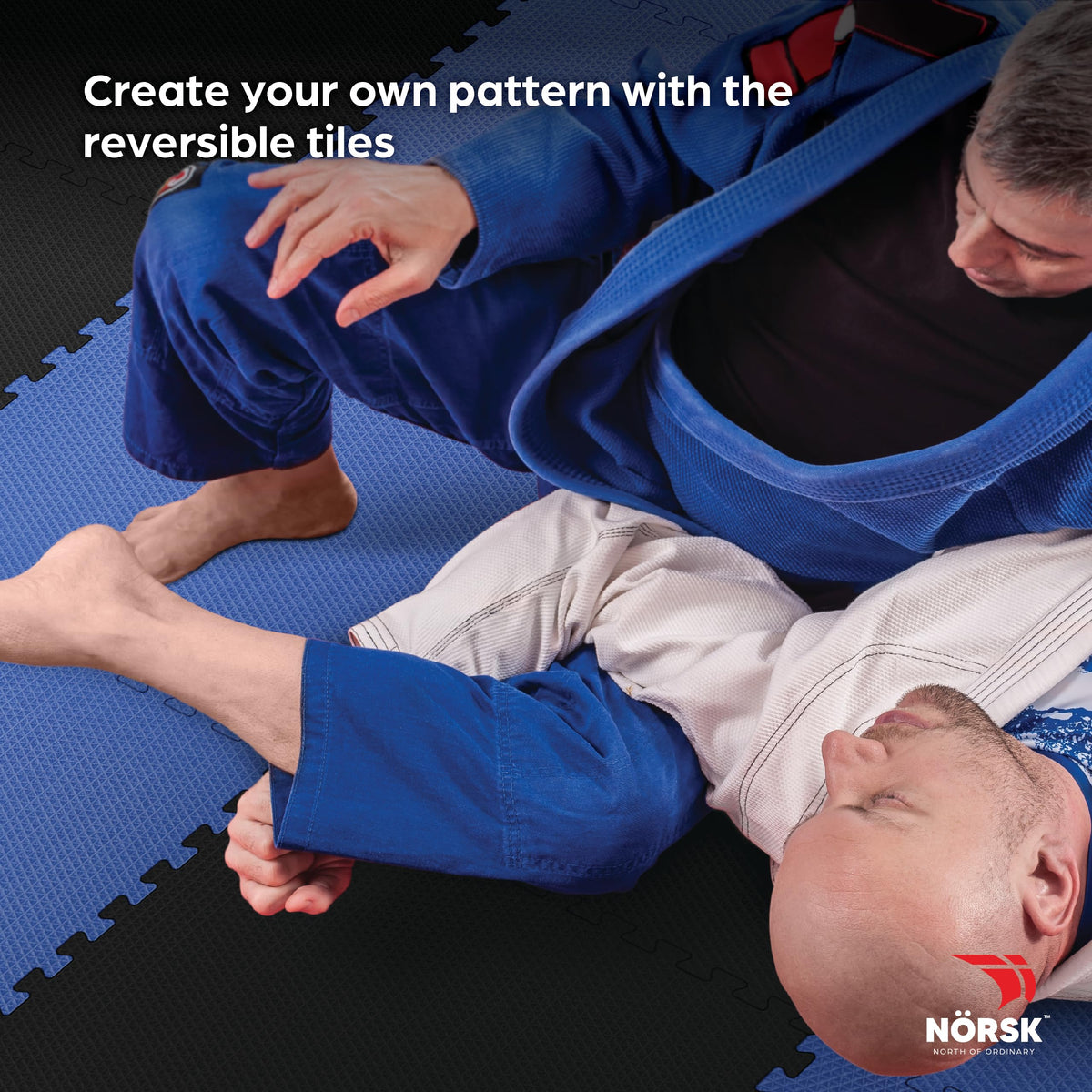 Reversible Gym Exercise Mats 3 (Dazzling Blue/Black / 8 Tiles - 32 Sq. Ft.)