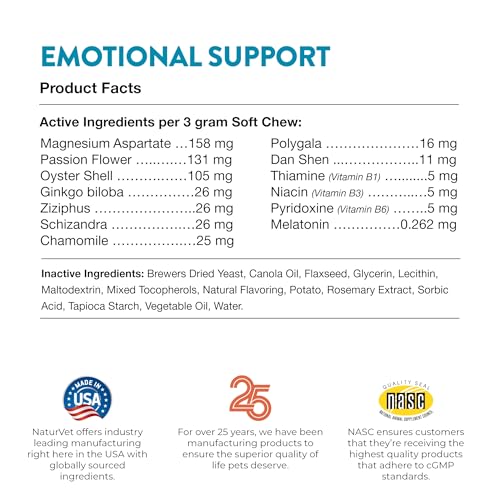 Emotional Support Daily Calming Aid Dog Supplement (120 Count (Soft Chews))
