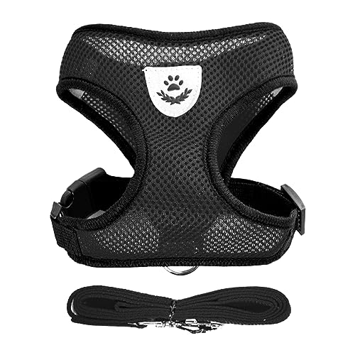 Black Cat Harness and Leash Set (black / S:(Neck:9.44" chest:11.02"-14.96"))