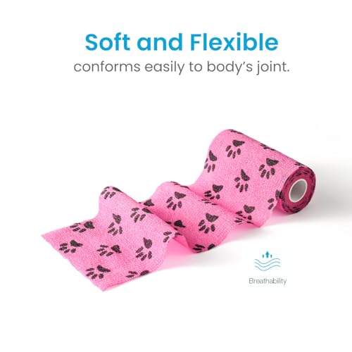 Pet Wrap Self (4 Inch (Pack of 6) / Pawprints B, 2 of Each Color)