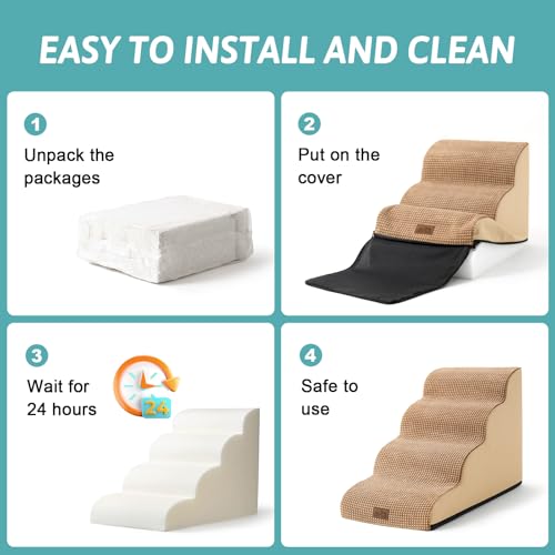 Dog Stair for Small Dog 15.7" H (Light Brown / Standard:15.7"x22.4"x15.7")