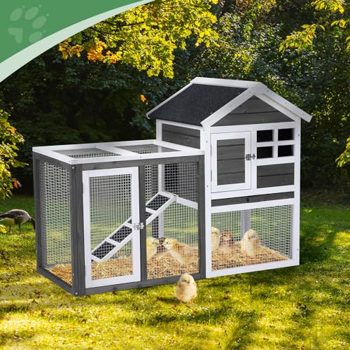 Rabbit Hutch Small Wood Chicken Coop (Grey)