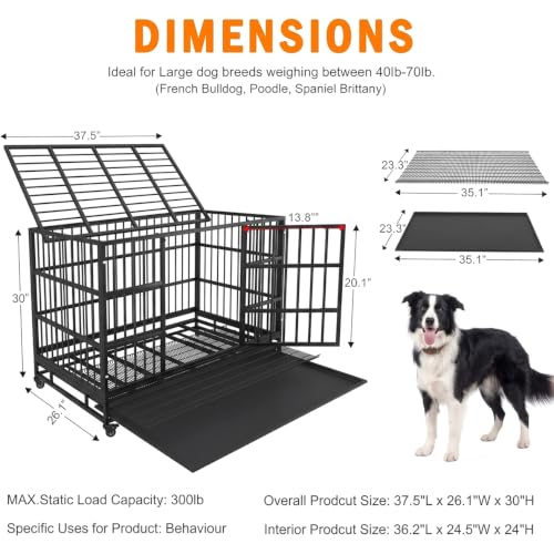 38" Heavy Duty Dog Crate (Black)