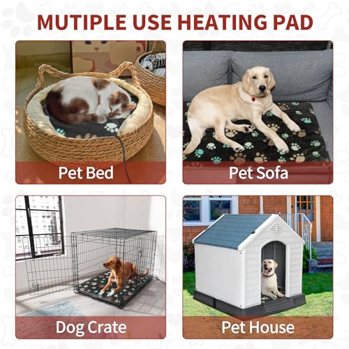 Cat Heating Pad 18x18 in with Smart Thermostat Switch and Power Line Protection Tube (Black / 18 x 18 in)