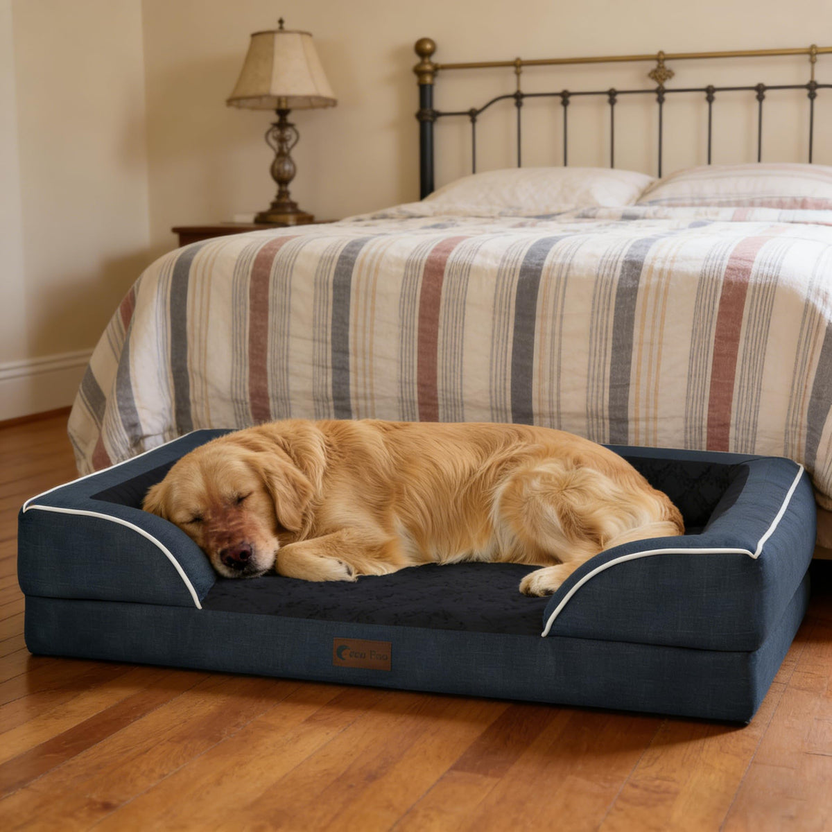 Orthopedic Dog Bed for Extra Large Dogs (Navy Blue / 45.0"L x 35.0"W x 8.5"Th)