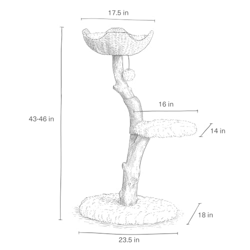 Mau Modern Wood Cat Tree Tower with Scratching Post (Brown)