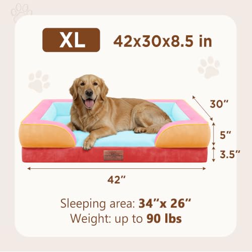 Orthopedic Dog Bed for Extra Large Dogs with Bolster (42.0"L x 30.0"W x 8.5"Th / Miami)
