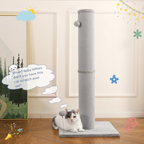 41" Tall Cat Scratching Post for Large Cats (Light Gray / Large)