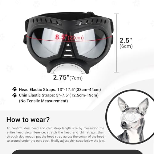 Small Dog Goggles Windproof for Small (Silver Lenses / Medium)