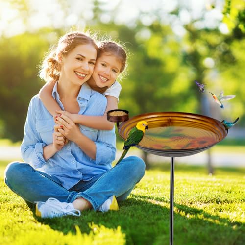 Metal Bird Baths for Outdoors (Orange)