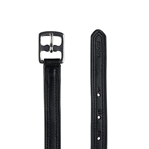 Double Stitched Adjustable Stirrup Leathers with Nylon (Black / 50")