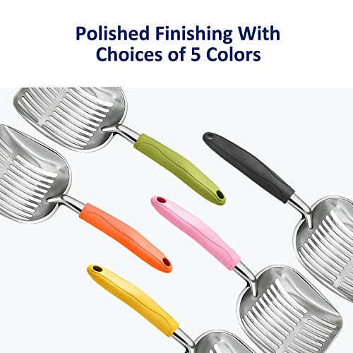 Cat Litter Scoop (Large / POLISHED Aluminum \ #01 Blue Handle)