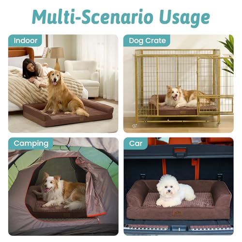 Orthopedic Dog Bed for Large Sized Dogs (Brown / L:36x27x6.5 inch)