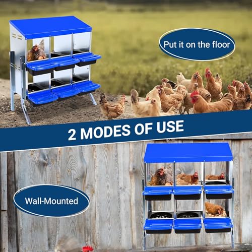 Chicken Nesting Boxes (35.4"L x 17.5"W x 9.1"H / Blue)