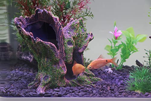 Aquarium Landscape Tree Stump Trunk Hollow Rock for Fish Hiding (Tree Stump)