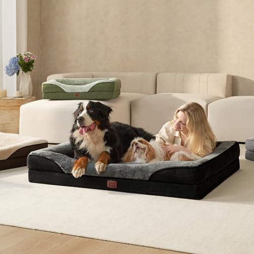 Orthopedic XXL Dog Bed for Large Dog (Grey/Black / 52x41x8)