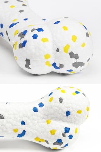 7.28" Indestructible Large Bone Balls for Aggressive Chewers Durable Stick Bouncy Interactive Chew Toy for Dogs Fetch Game Lightweight Floating Outdoor Training (White-Bone)