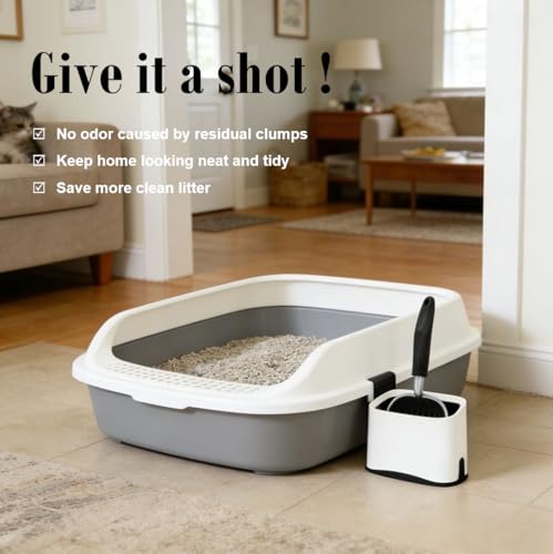 Heavy Duty Cat Litter Scoop with Holder (Black)