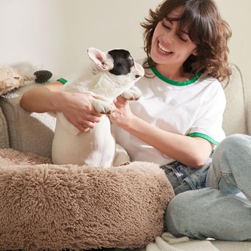 Calming Dog Beds Large Sized Dog Donut Washable Pet Bed (36"L x 36"W x 10"Th / Camel)