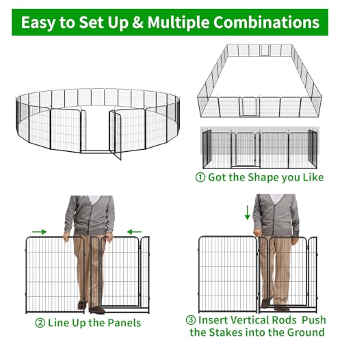 Dog Playpen Outdoor Extra Wide 24 Panels Heavy Duty Dog Fence 40" (32"W x 40"H)