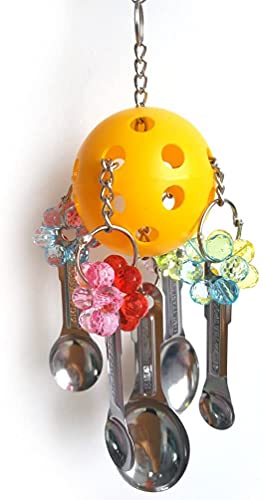 Bird Chew Toy Metal Spoons Hanging for Parrot Macaw (A - Spoon Toy)