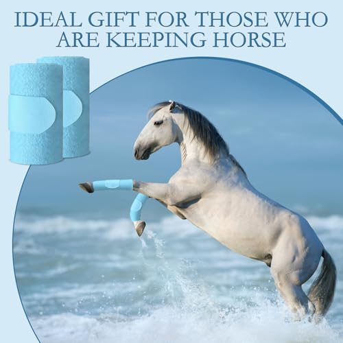 Set of 4 Horse No Bow Bandage 3D Contoured Standing Wrap Bandages Stable Nylon Horse Leg Wraps for Helping Prevent Horse from Tendon Damage and Keep Horses Clean and Safe (Light Blue)
