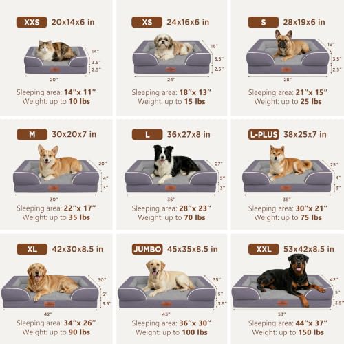 Waterproof Orthopedic Dog Beds for Extra Large Dog (45.0"L x 35.0"W x 8.5"Th / Purple)