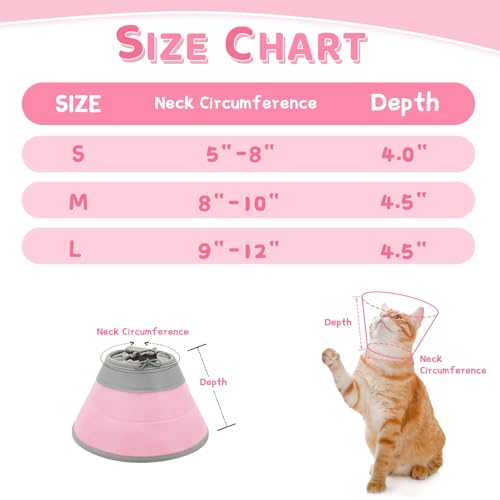 Cat Cone Collar Soft to Stop Licking (Solid Pink / M)