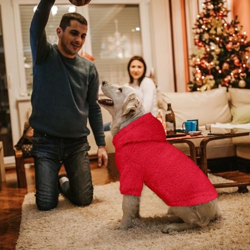 Fuzzy Dog Sweaters for Large Dogs Pet Hoodie Clothes Warm Soft Pet Coats Hooded Sweatshirt Dog Hoodie for Large Dogs (Large / Red)