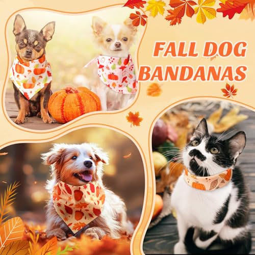 100 Pieces Thanksgiving Dog Bandanas Bulk Fall Autumn Pet Bandanas with Pumpkin Patterns Triangle Scarf Bib Kerchief Set for Small Large Dog Costume Accessories (Pumpkin / 25.6 x 17.7 x 17.7")