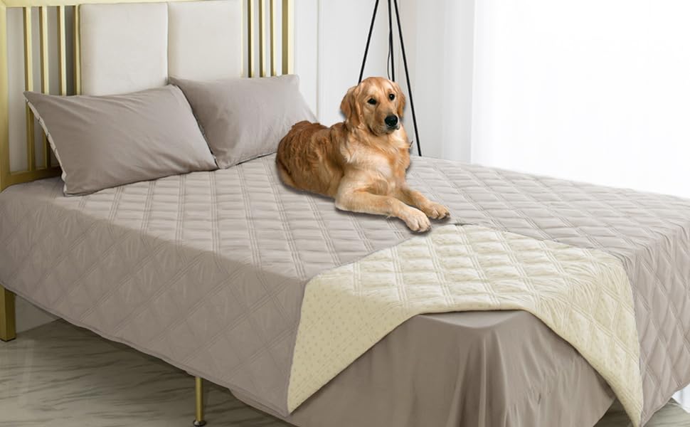 Waterproof Dog Bed Cover Pet Blanket with Anti (52x82 Inch (Pack of 1) / Khaki)
