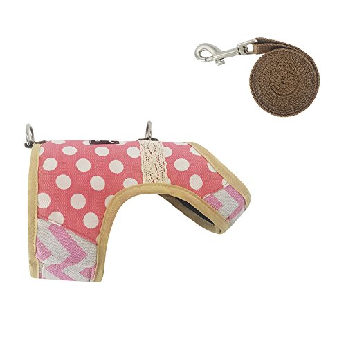 Cat Harness and Leash Set Escape Proof (Pink Polka Dots / XL 11-20 lbs)
