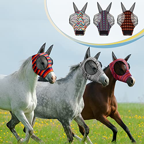 12 Pieces Horse Fly Mask Bulk (Geometric Patterns / Large)