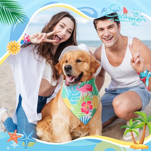 50 Pcs Hawaiian Dog Bandanas Bulk for Summer National Day (Hawaii Pattern / 31.5 x 21.7 x21.7 Inch)
