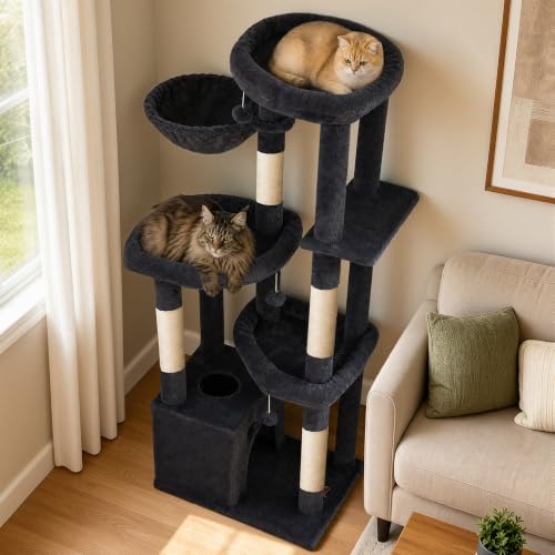 67in Tall Cat Tree Tower for Large Cats (Dark Grey1 / 67 Inches)