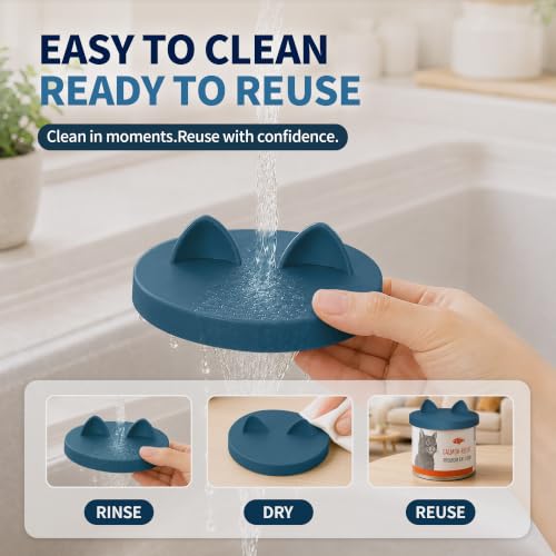 3-in-1 Dog Food Can Lids, Cat Food Can Covers, 2pcs, Dark Blue (Dark Blue)