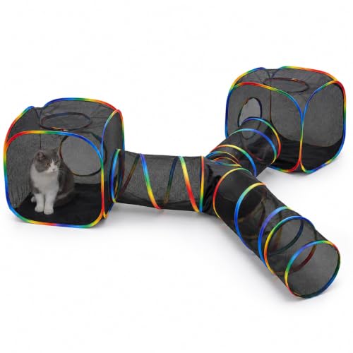 Outdoor Rainbow Cat Enclosures Playground (2 Cube+3-Way Tunnel (no tent))