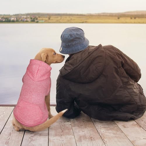Dog Sweaters for Large Dogs Dog Hoodie Fleece Sweater Soft Pet Clothes Sweatshirt with Pocket Pet Hoodie for Large Dogs (X-Large / Pink)