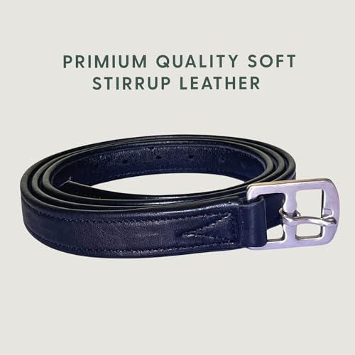Non Stretch Soft Stirrup Leather with Stainless Steel Hardware 1 Pair Pack of 2 (48 Inch / Black)
