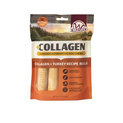 Turkey Flavor Collagen Cheek Rolls 5" 4pk (8 Ounce (Pack of 4))