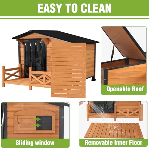 Large Heated Dog House Outdoor Insulated Dog Kennel with Safe Heating Pad
