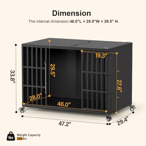48" Heavy Duty Dog Crate for Large Dogs (47.2"L x 29.4"W x 33.8"H)