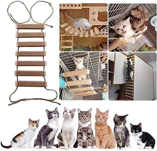 Outdoor Cat Tree with Wall Climbing Bridge & Rope Ladder (Classic Natural Wood / 20in)