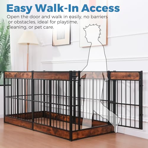 Large Furniture Style Dog Playpen (Rustic Brown / 12 Panels (27.5" High))