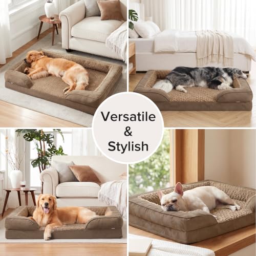 XXL Plus Orthopedic Dog Beds Large Sized (Brown / XXL- PLUS (53"x 42"x 8"))