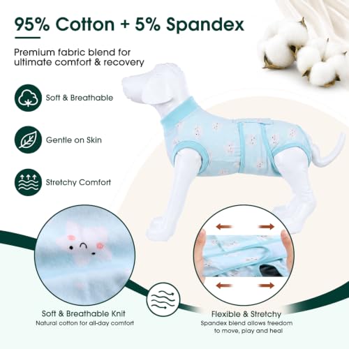 Recovery Suit for Dogs Cats (S (Back:11.4-13.4'', Weight:7-15 Lb) / Sky Starlet)